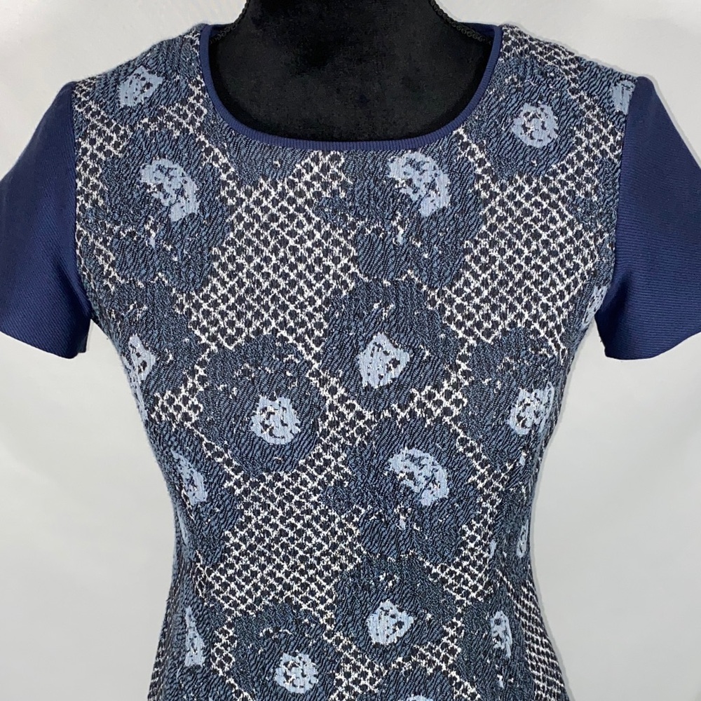 Nicole Miller For Mary Kay Floral Tweed Midi Dress Size 2P Petite - Picture 3 of 13